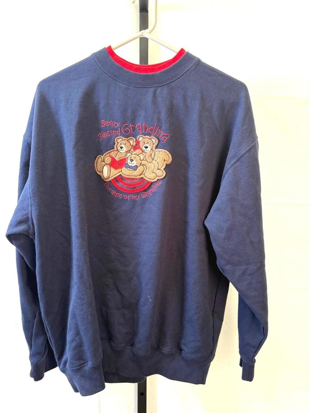 MC Sportswear Beary Blessed Grandma Navy Sweatshirt XL Granny
